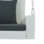 Balançoire suspendue en rotin tressé pour 2 personnes avec chaînes, coussin et oreiller - 50 x 20 pouces.