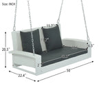 Balançoire suspendue en rotin tressé pour 2 personnes avec chaînes, coussin et oreiller - 50 x 20 pouces.