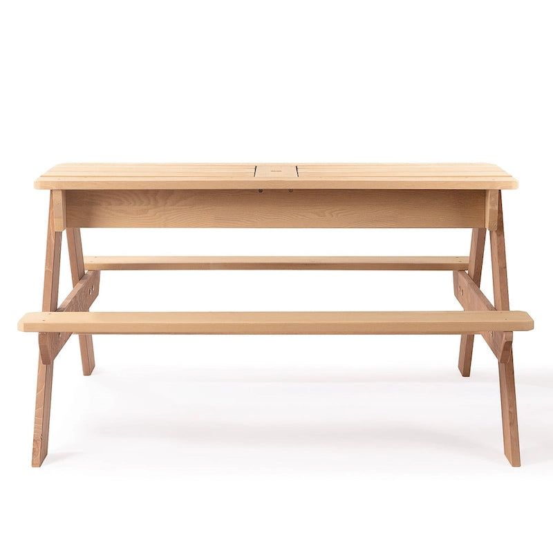 Table de pique-nique extérieure 3 en 1 pour enfants en bois avec parasol, convertible sable et eau