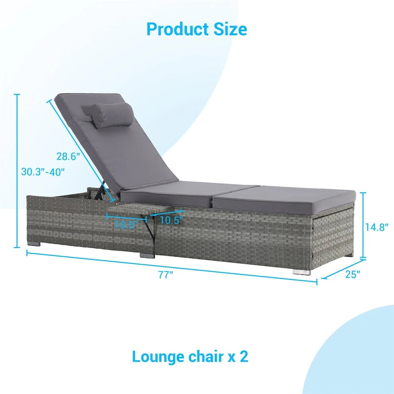 Chaise longue de patio extérieur