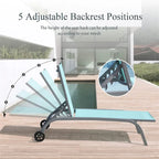 Ensemble de 2 chaises longues, chaises longues à roulettes, chaises longues à 5 positions réglables, chaises de piscine (2 chaises longues)