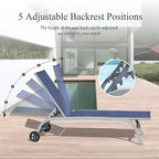 Ensemble de 2 chaises longues, chaises longues à roulettes, chaises longues à 5 positions réglables, chaises de piscine (2 chaises longues)