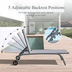 Ensemble de 2 chaises longues, chaises longues à roulettes, chaises longues à 5 positions réglables, chaises de piscine (2 chaises longues)