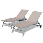 Ensemble de 2 chaises longues, chaises longues à roulettes, chaises longues à 5 positions réglables, chaises de piscine (2 chaises longues)