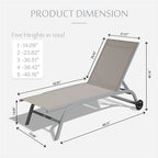 Ensemble de 2 chaises longues, chaises longues à roulettes, chaises longues à 5 positions réglables, chaises de piscine (2 chaises longues)