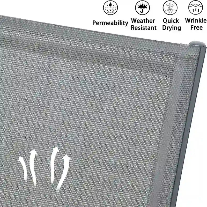 Ensemble de 3 chaises longues de patio, chaise de bain de soleil en polypropylène avec 5 positions réglables (2 chaises longues + 1 table)