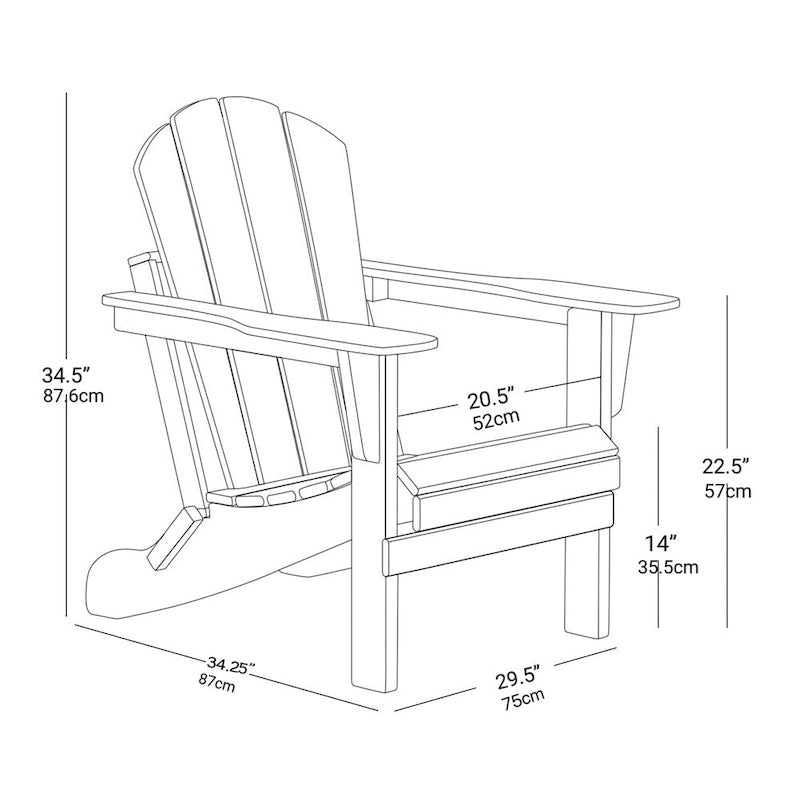 Chaise Adirondack ergonomique pliante avec pieds