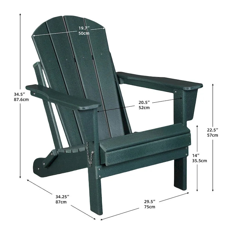 Chaise Adirondack ergonomique pliante avec pieds