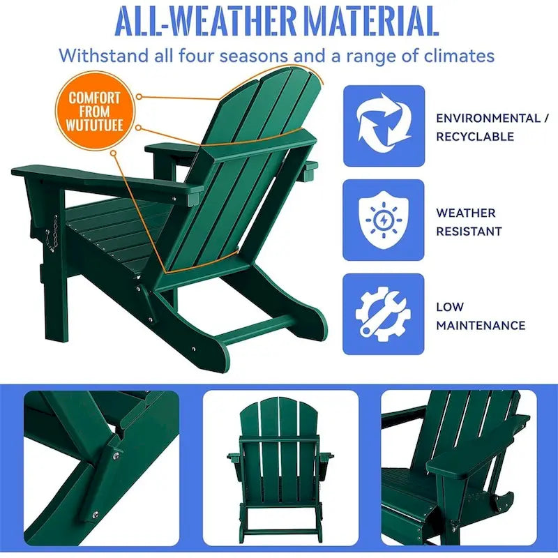 Chaise Adirondack ergonomique pliante avec pieds