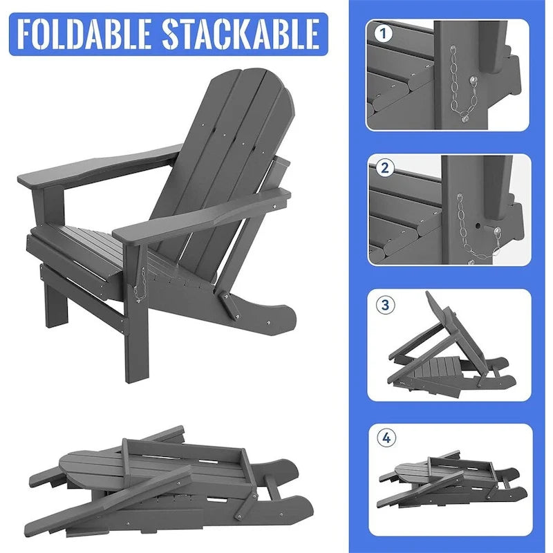 Chaise Adirondack ergonomique pliante avec pieds