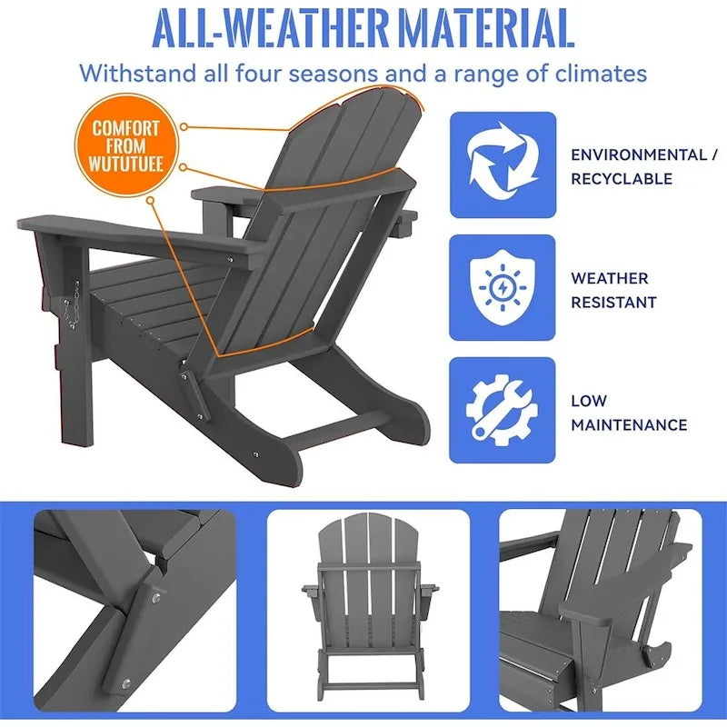Chaise Adirondack ergonomique pliante avec pieds