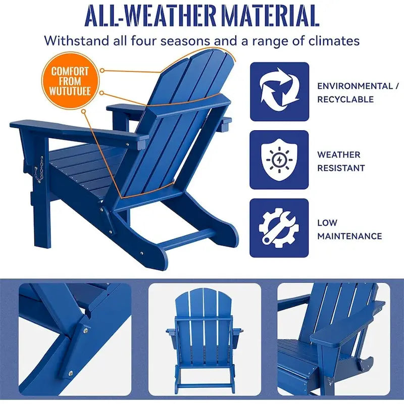 Chaise Adirondack ergonomique pliante avec pieds