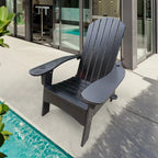 Chaise Adirondack en bois pour l'extérieur ou l'intérieur, avec un trou pour parasol sur l'accoudoir