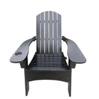 Chaise Adirondack en bois pour l'extérieur ou l'intérieur, avec un trou pour parasol sur l'accoudoir