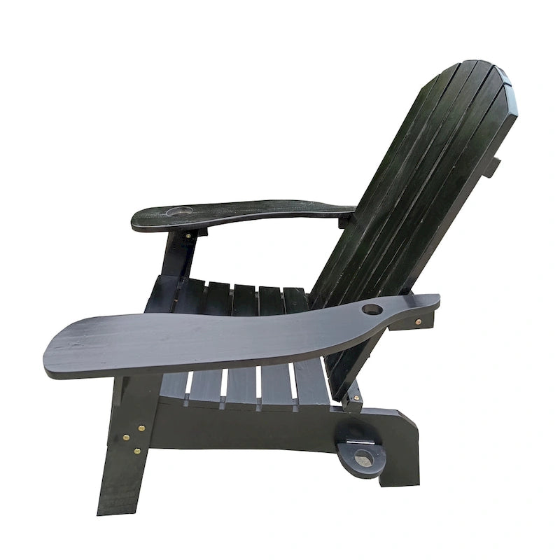 Chaise Adirondack en bois pour l'extérieur ou l'intérieur, avec un trou pour parasol sur l'accoudoir