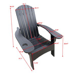 Chaise Adirondack en bois pour l'extérieur ou l'intérieur, avec un trou pour parasol sur l'accoudoir