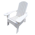 Chaise Adirondack en bois pour l'extérieur ou l'intérieur, avec un trou pour parasol sur l'accoudoir