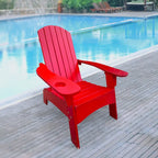 Chaise Adirondack en bois pour l'extérieur ou l'intérieur, avec un trou pour parasol sur l'accoudoir