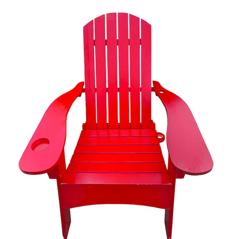 Chaise Adirondack en bois pour l'extérieur ou l'intérieur, avec un trou pour parasol sur l'accoudoir