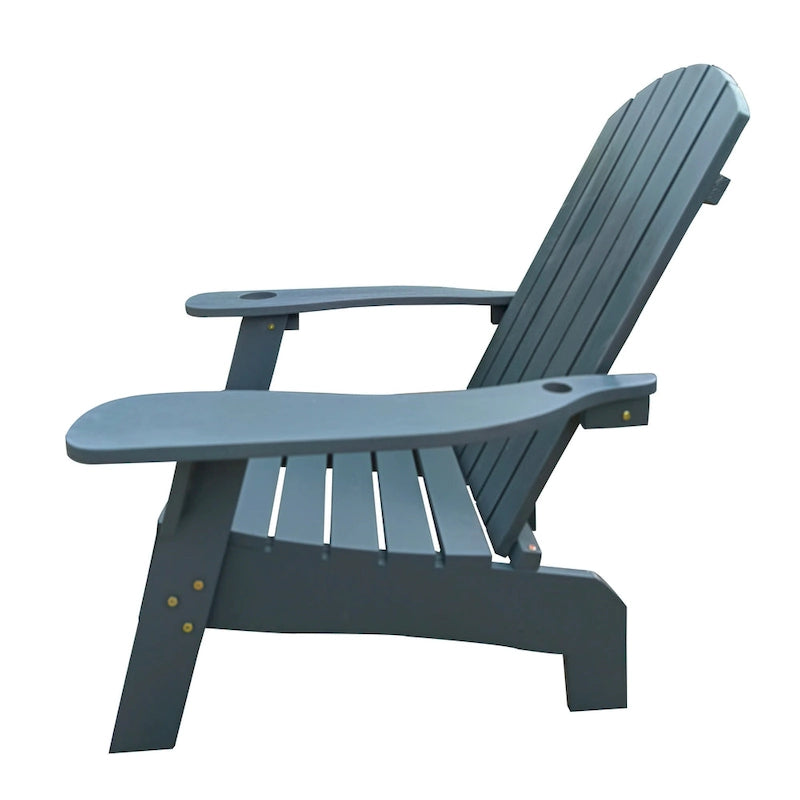 Chaise Adirondack en bois pour l'extérieur ou l'intérieur, avec un trou pour parasol sur l'accoudoir