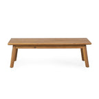 Ensemble canapé deux places et table basse d'extérieur en bois d'acacia avec coussins, teck et blanc