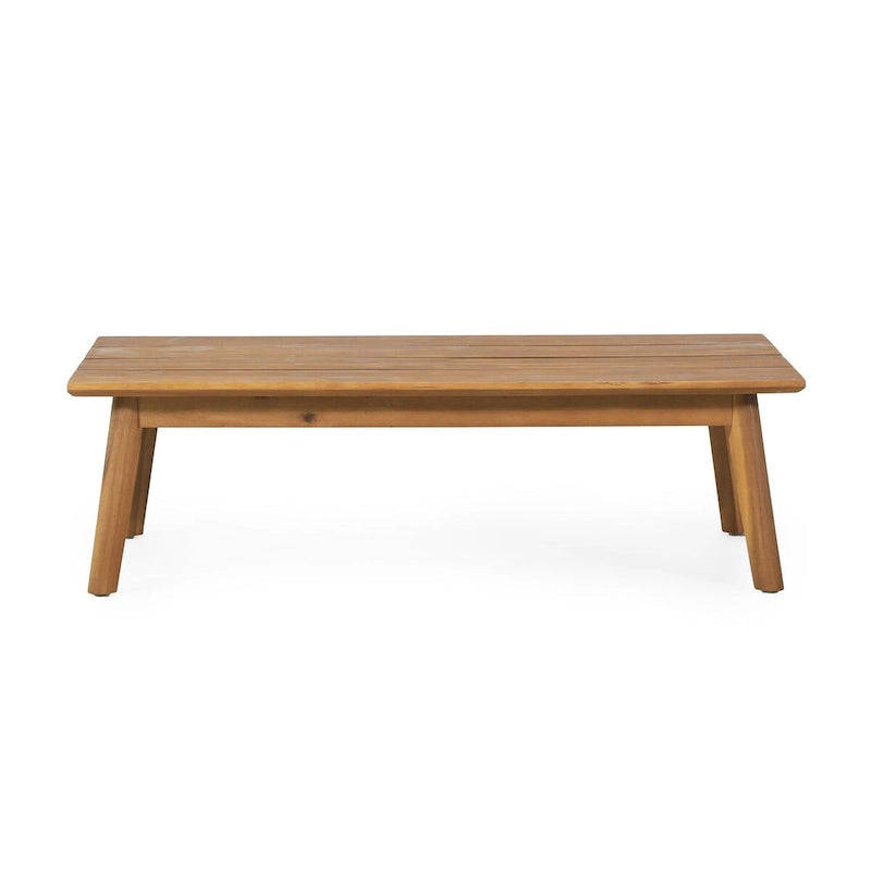 Ensemble canapé deux places et table basse d'extérieur en bois d'acacia avec coussins, teck et blanc