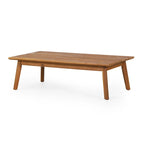 Ensemble canapé deux places et table basse d'extérieur en bois d'acacia avec coussins, teck et blanc